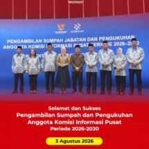Komisioner KI Pusat Periode 2026–2030 Resmi Dikukuhkan, Gelar Pisah Sambut dan Tegaskan Komitmen Perkuat Keterbukaan Informasi Publik
